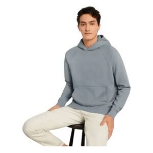 Everlane Track Hoodie Sweatshirt Gray Blue French Terry Knit Heavyweight M